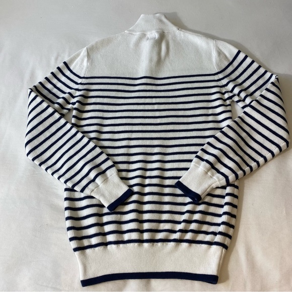 River Island Knit Half Zip Stripe Sweater In White and Navy Mens Small Ribbed - Picture 6 of 10